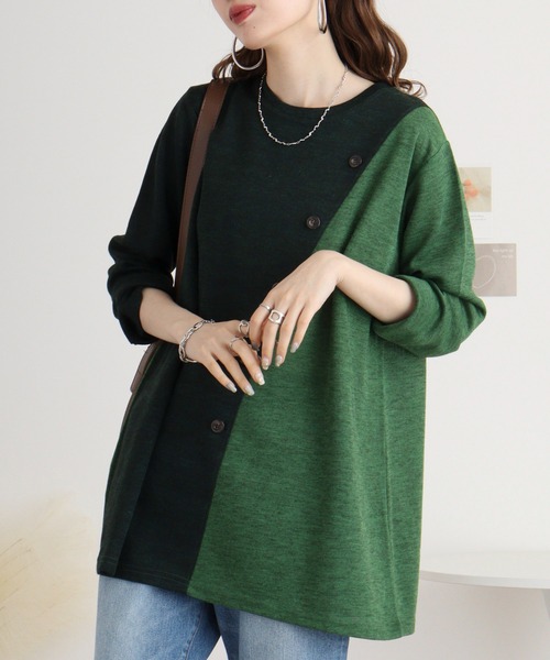 tシャツ BRODIAEA バイカラー切り替えプルオーバー レディース tシャツ BRODIAEA バイカラー切り替えプルオーバー レディース