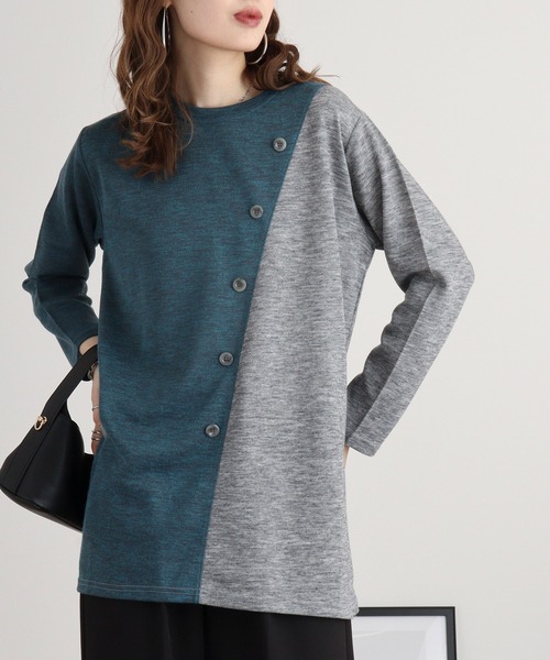 tシャツ BRODIAEA バイカラー切り替えプルオーバー レディース tシャツ BRODIAEA バイカラー切り替えプルオーバー レディース