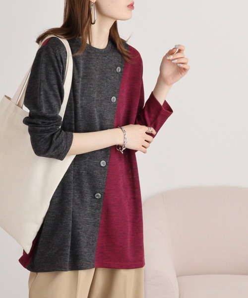 tシャツ BRODIAEA バイカラー切り替えプルオーバー レディース tシャツ BRODIAEA バイカラー切り替えプルオーバー レディース