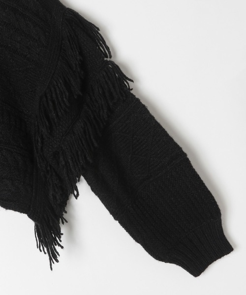 LEPSIM（レプシィム） ニット セーター 3ゲージパッチワークフリンジ