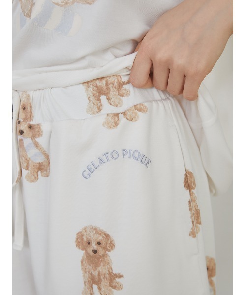 新品 gelato pique DOG柄 トイプードル ルームウェア 上下セット gelato pique パジャマ ルームウェア トイプードル柄ショート