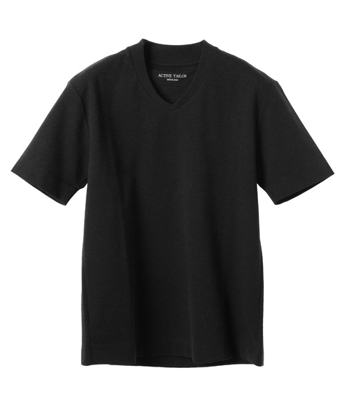 tシャツ 「ACTIVE TAILOR/アクティブテイラー」シルケット加工VネックTシャツ「接触冷感」「UVカット」 メンズ