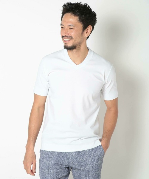 tシャツ 「ACTIVE TAILOR/アクティブテイラー」シルケット加工VネックTシャツ「接触冷感」「UVカット」 メンズ_15