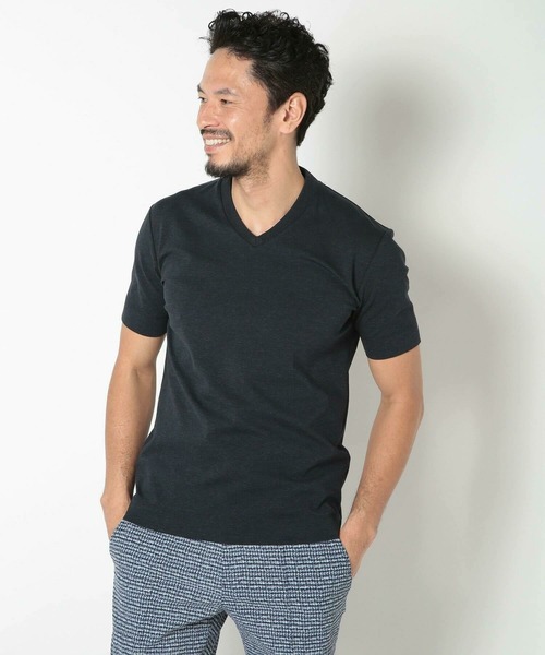 tシャツ 「ACTIVE TAILOR/アクティブテイラー」シルケット加工VネックTシャツ「接触冷感」「UVカット」 メンズ_17