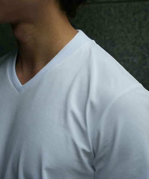 tシャツ 「ACTIVE TAILOR/アクティブテイラー」シルケット加工VネックTシャツ「接触冷感」「UVカット」 メンズ_7