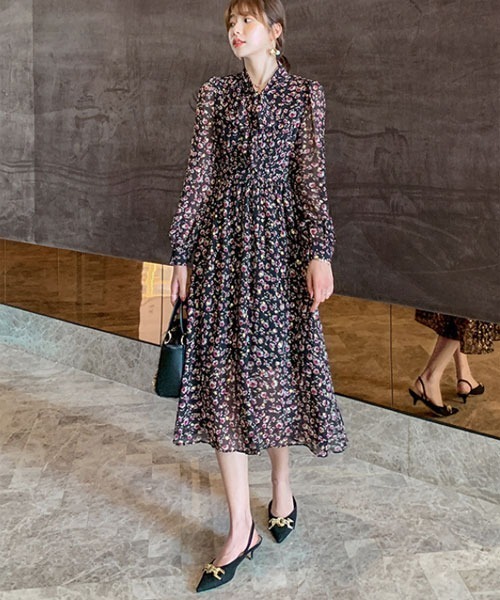 i-dare ワンピース 「i-dare」花柄 ボウタイ ワンピース : ZOZOTOWN