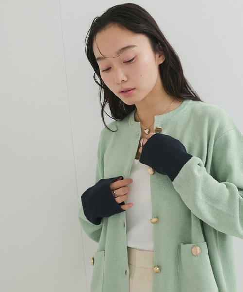 イヴサンローラン カーディガン ジャケット 金ボタン バイカラー