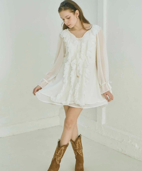 ワンピース Luan FRILL MINI ONEPIECE Luan ワンピース 「Luan」FRILL MINI ONEPIECE/フリルミニ
