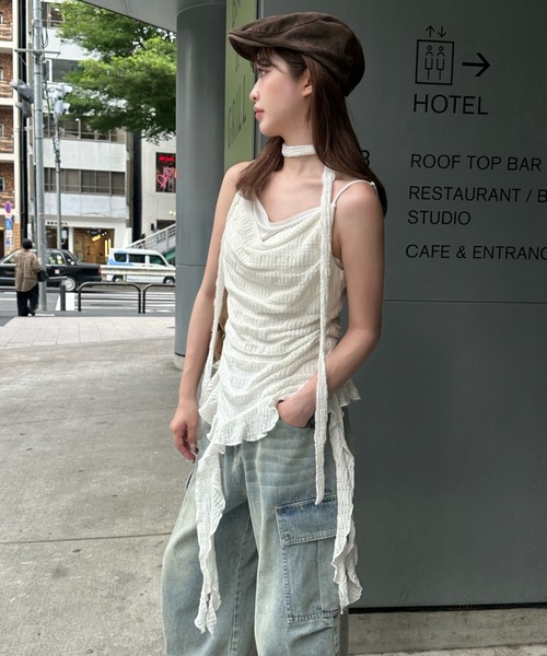 「RAY CASSIN」 キャミソールブラウス FREE グレー レディース Ray Cassin キャミソール パット付ヘンリーキャミ : ZOZOTOWN