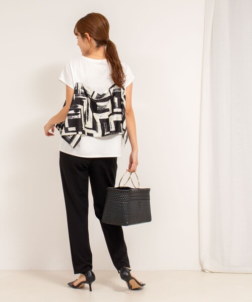 2色 Tシャツ トップス 異素材 コンビ スカーフ柄 映えカジュアル 74034028_35.jpg