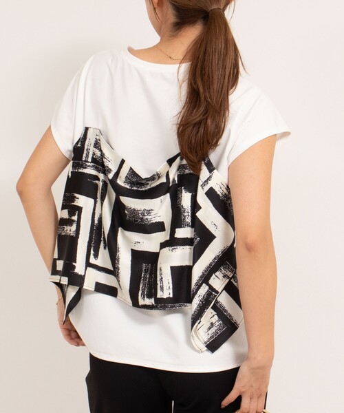 NOLLEY'S tシャツ 「追加」スカーフ柄ビスチェ付き風Tシャツ