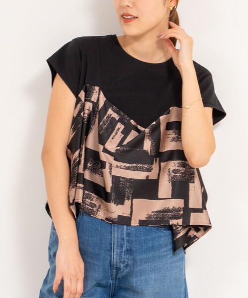 tシャツ 「追加」スカーフ柄ビスチェ付き風Tシャツ レディース 追加】スカーフ柄ビスチェ付き風Tシャツ｜ノーリーズの通販