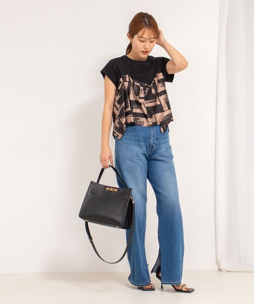 NOLLEY'S tシャツ 「追加」スカーフ柄ビスチェ付き風Tシャツ