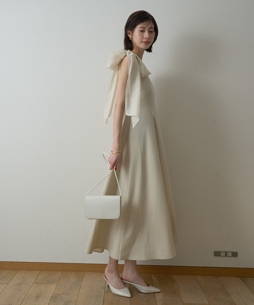 Rouge vif　ショルダーリボンワンピース　白　美品 Rouge vif la cle｜ワンショルダーワンピース | Rakuten Fashion