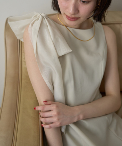 Rouge vif　ショルダーリボンワンピース　白　美品 Rouge vif la cle｜ワンショルダーワンピース | Rakuten Fashion