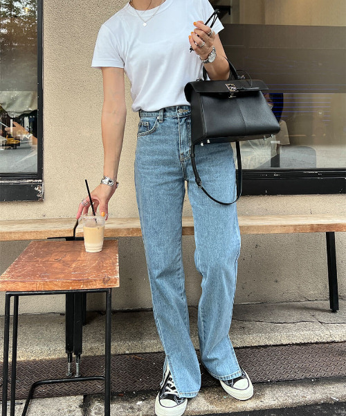 [ISOOK] обработка Denim брюки S голубой женский 