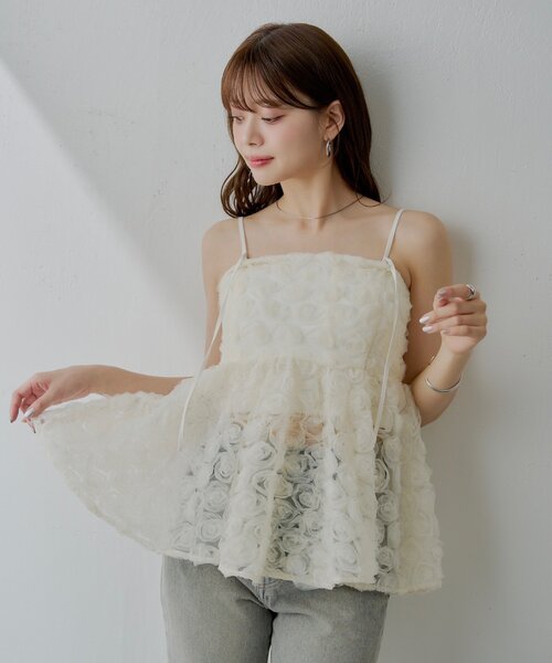 SALON by Chico/5色展開】ローズチュールペプラムブラウス セール】【SALON by Chico/新色追加】ローズチュールペプラム