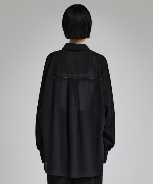 STUDIOUS シアーバックスリットオーバーシャツ STUDIOUS（ステュディオス）の「【STUDIOUS】シアー バックスリット