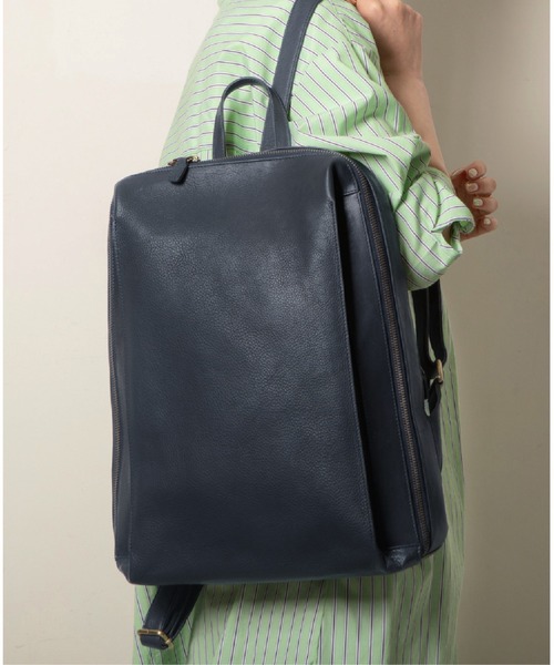 デイバック リュック 薄型 Bellows ベジタブルタンニンレザー