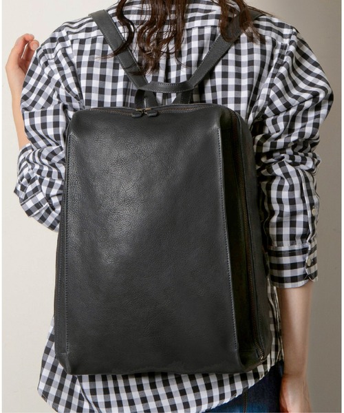 デイバック リュック 薄型 Bellows ベジタブルタンニンレザー