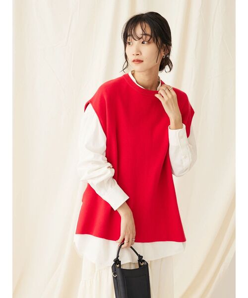 「CRAFT STANDARD BOUTIQUE」 ニットベスト FREE 杢グレー レディース_画像2