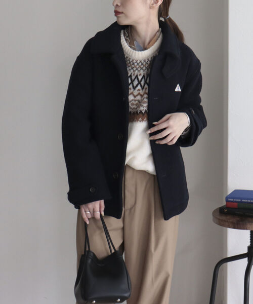 「GEVACO」 ステンカラーコート 36 ネイビー レディース_画像4