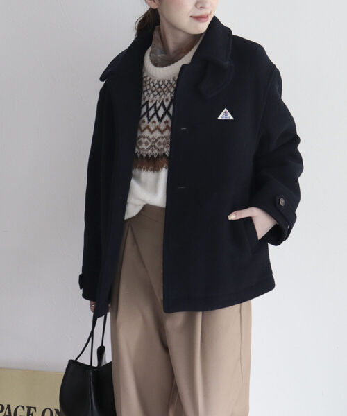 「GEVACO」 ステンカラーコート 36 ネイビー レディース_画像5