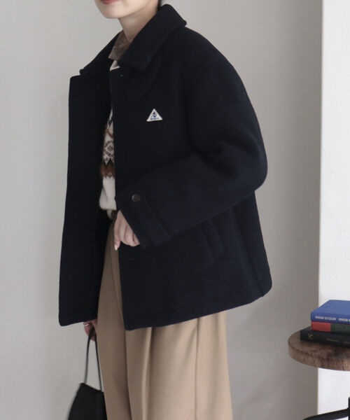 「GEVACO」 ステンカラーコート 36 ネイビー レディース_画像6