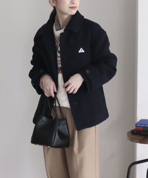 「GEVACO」 ステンカラーコート 36 ネイビー レディース_画像7