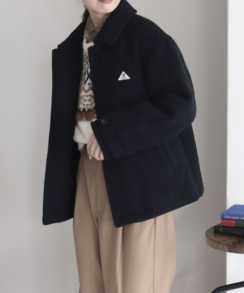 「GEVACO」 ステンカラーコート 36 ネイビー レディース_画像8