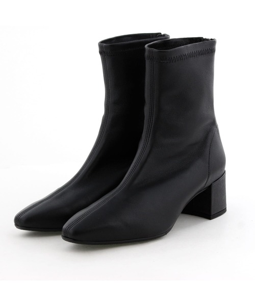 美品　【HIMIKO】バックファスナーショートヒールブーツ/611402 HIMIKO ブーツ 「HIMIKO」「撥水」バックジップヒールストレッチブーツ