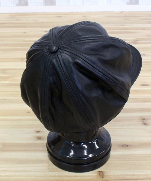 Schott N.Y.C 帽子 キャスケット LEATHER NEWSBOY CAP メンズ