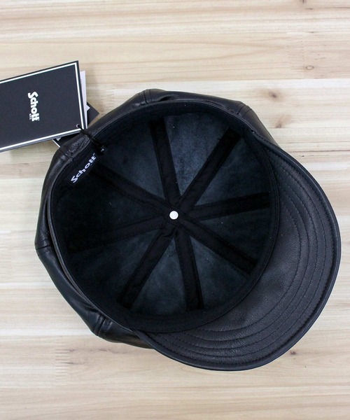 Schott N.Y.C 帽子 キャスケット LEATHER NEWSBOY CAP メンズ