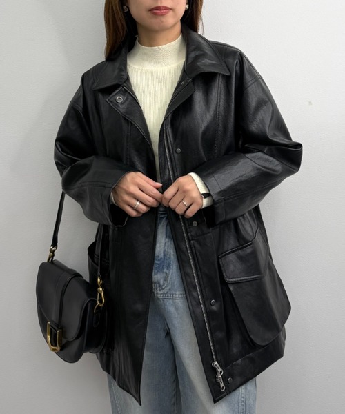 UNDOVE uvカット レザージャケット ライダース フェイクレザー