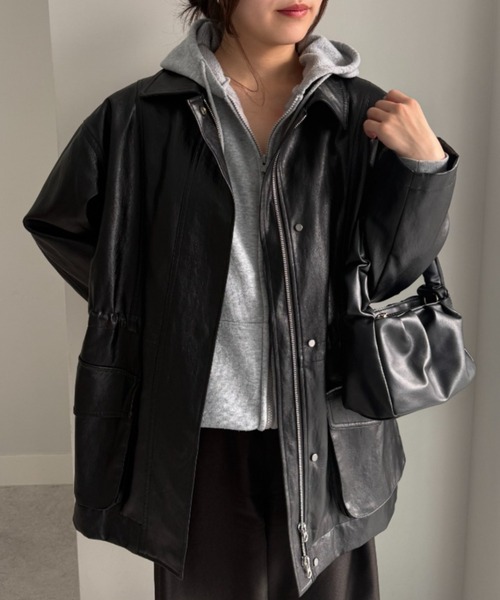 UNDOVE レザージャケット ライダース フェイクレザージャケット