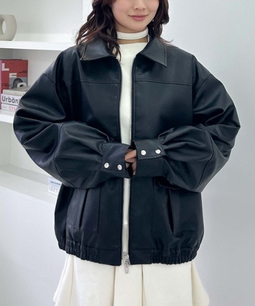 「archives」 ジップアップブルゾン MEDIUM ブラック レディース_画像6