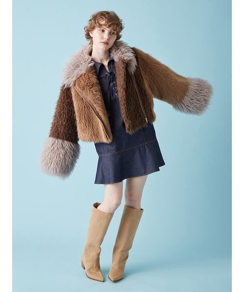 FURFUR ワンピース レースアップミニワンピース : ZOZOTOWN