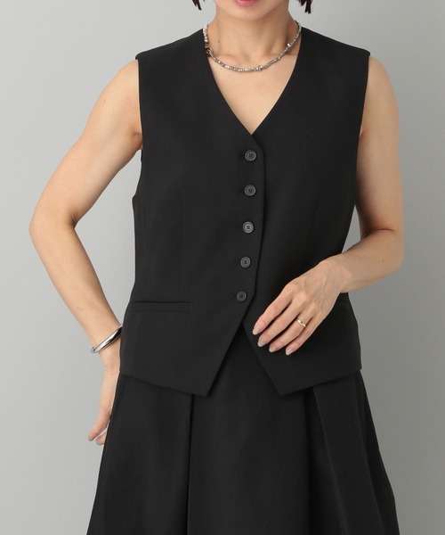 新品❤︎ 即完売ella_selectshopジレ 黒❤︎ベスト ベスト・ジレの通販｜ELLE SHOP (エル・ショップ)