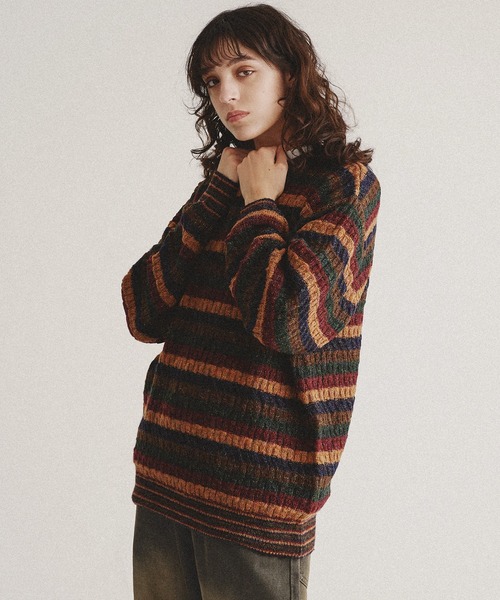 「WISH FOR EVER」 長袖ニット SMALL オレンジ メンズ