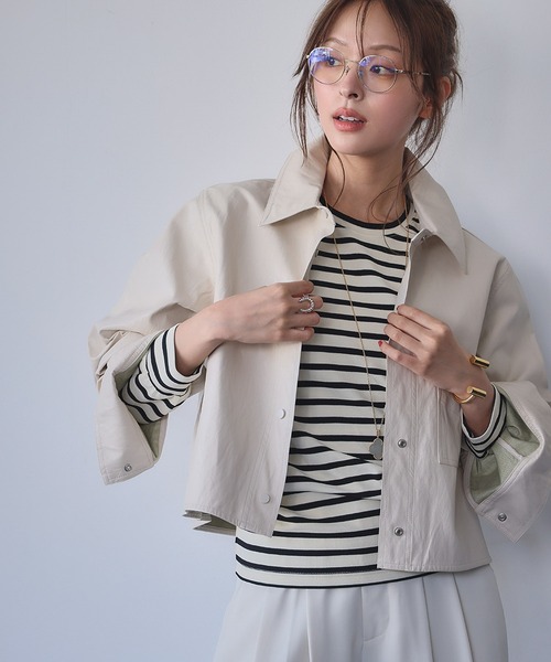 ELFRANK ブルゾン アウター フェイクレザー ショート丈 シャツ