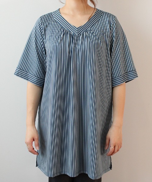 「MB mint breeze」 ドルマンスリーブワンピース 4L ブルー レディース_画像5