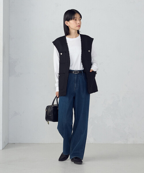 ツイード ロングジレ ロングベスト fff72116f6ff508da9f4b98c0162b1