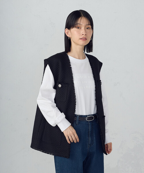 YUMI   モンクレール ガムルージュ ロングジレ ベスト HUG.U（ハグユー） ベスト ジレ ファー ロングベスト レディース