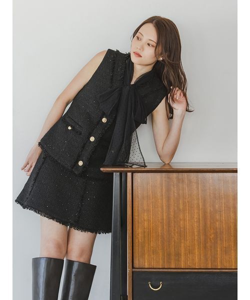 新品未使用タグ付き　スナイデル　ツイードミニスカート　サイズ　1 ツイードミニスカート（ミニスカート）｜SNIDEL（スナイデル