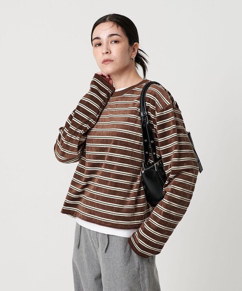 tシャツ ポリエステルコットン ベロアボーダー ロングスリーブTシャツ レディース | BEAUTY＆YOUTH UNITED ARROWS | 02