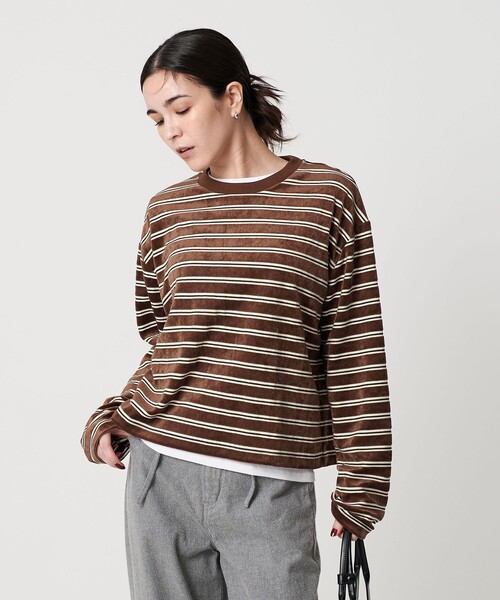 tシャツ ポリエステルコットン ベロアボーダー ロングスリーブTシャツ レディース | BEAUTY＆YOUTH UNITED ARROWS | 03