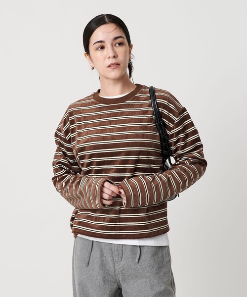 tシャツ ポリエステルコットン ベロアボーダー ロングスリーブTシャツ レディース | BEAUTY＆YOUTH UNITED ARROWS | 04