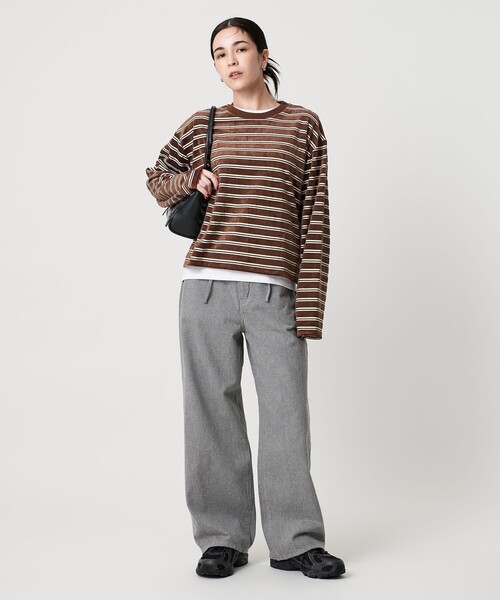 tシャツ ポリエステルコットン ベロアボーダー ロングスリーブTシャツ レディース | BEAUTY＆YOUTH UNITED ARROWS | 05
