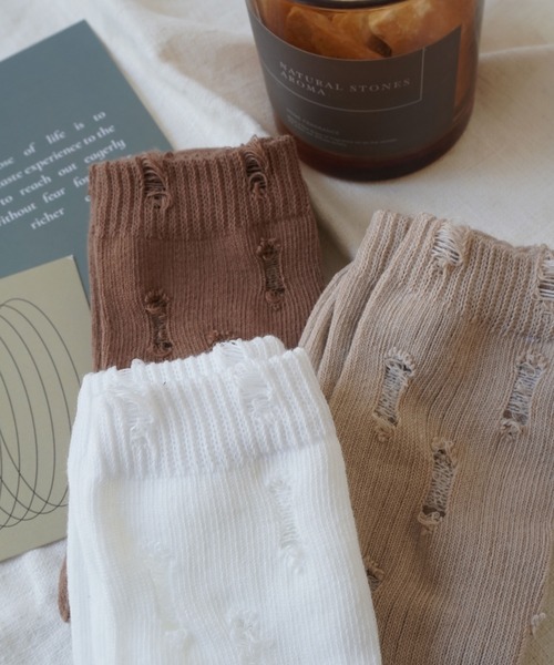 靴下 「 ammy. / エイミードット 」 ダメージ ソックス レディース