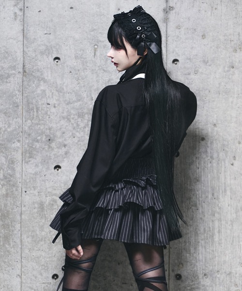 Amilige（アミリージュ） ブラウス シャツ チェーン付きバイカラー